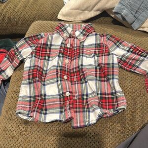 Janie and Jack Red and Blue Button Down Shirt Classic Plaid